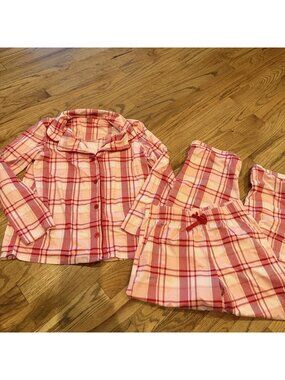 HOLIDAY TIME GIRLS RED PLAID PAJAMAS SOFT 10/12 LARGE CHRISTMAS PLAID